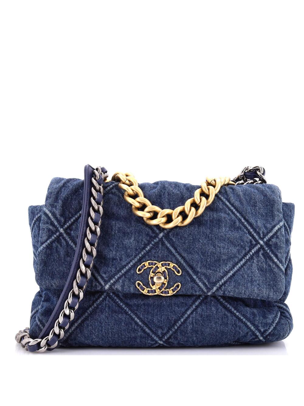 Chanel 19 Flap Bag Quilted Denim Large #371041C44B